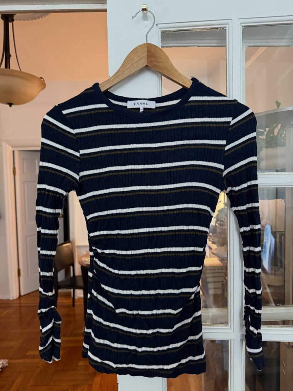 Frame 70s blue multi striped long sleeve